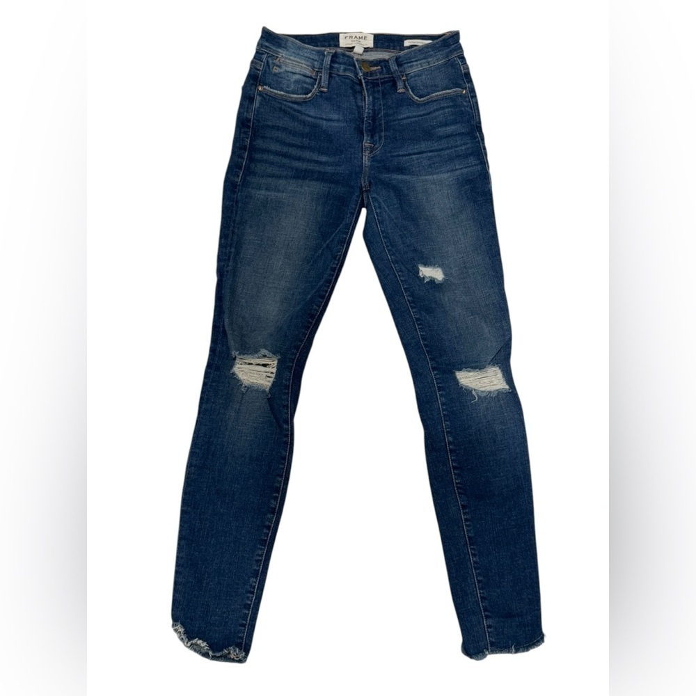 FRAME DENIM Le High Skinny Crop Distressed Jeans Size 24 VGUC